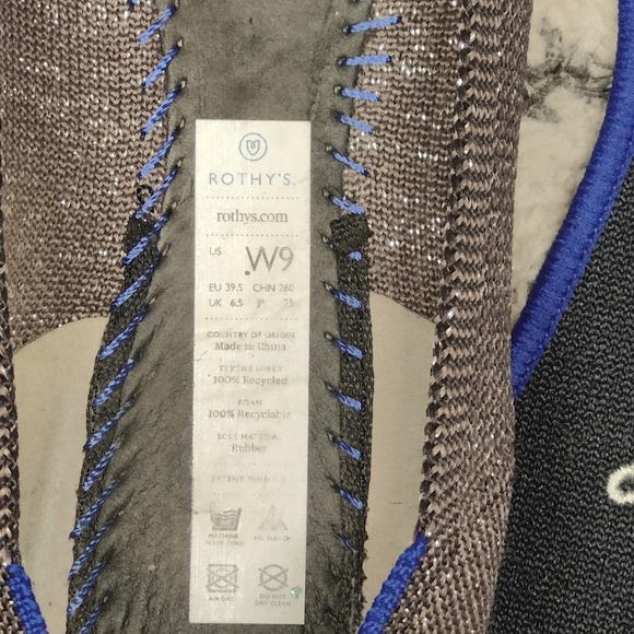 Rothy twilight metallic cap toe sparkly flat point shoes size 9 - like new - Picture 3 of 4